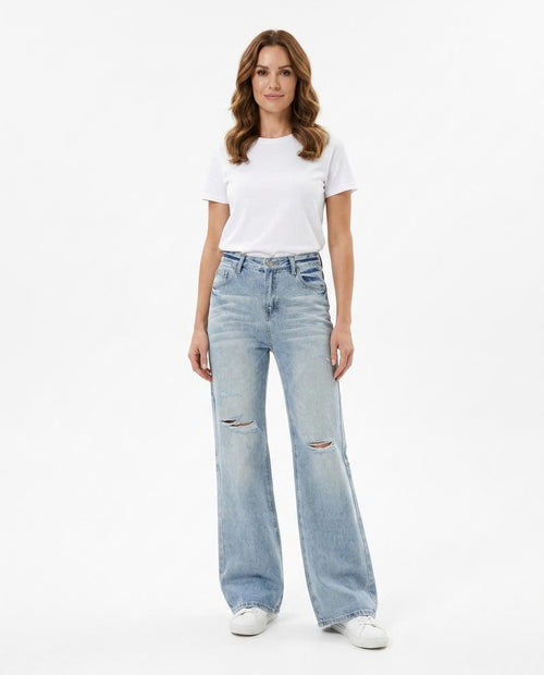 Heidi-Outlet - Calom | Wide-Leg Distressed Pants Women