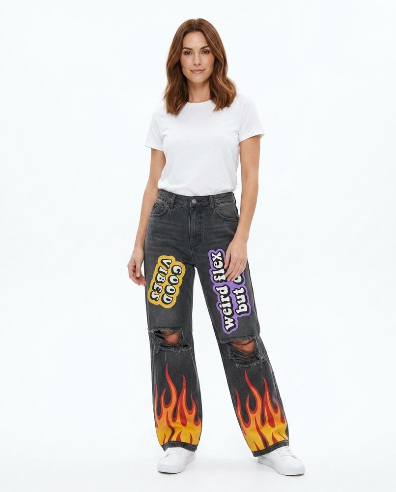 Heidi-Outlet - Rimon | Printed Wide-Leg Pants Unisex