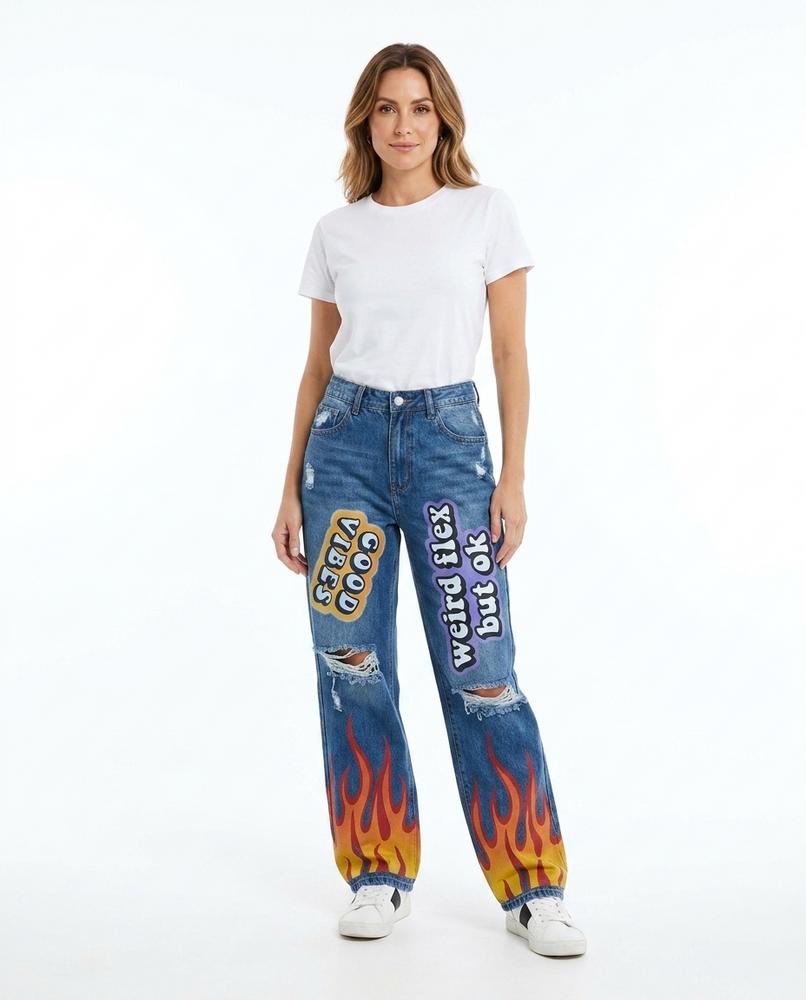 Heidi-Outlet - Rimon | Printed Wide-Leg Pants Unisex