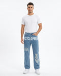Heidi-Outlet - Vetal | Graphic-Print Ripped Pants Unisex