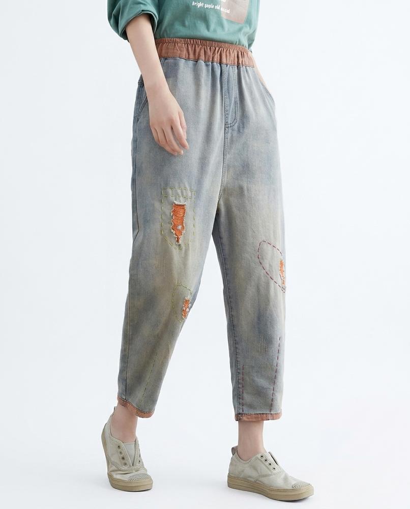 Heidi-Outlet - Tarev | Distressed Patched Pants Women