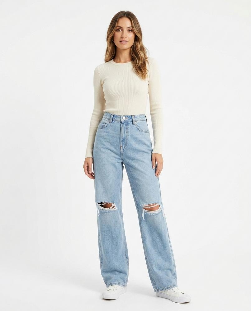 Heidi-Outlet - Mamin | High-Waist Ripped Pants Women