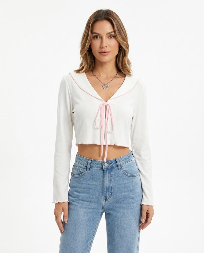 Heidi-Outlet - Ramar | Cropped Tie-Front Top Women