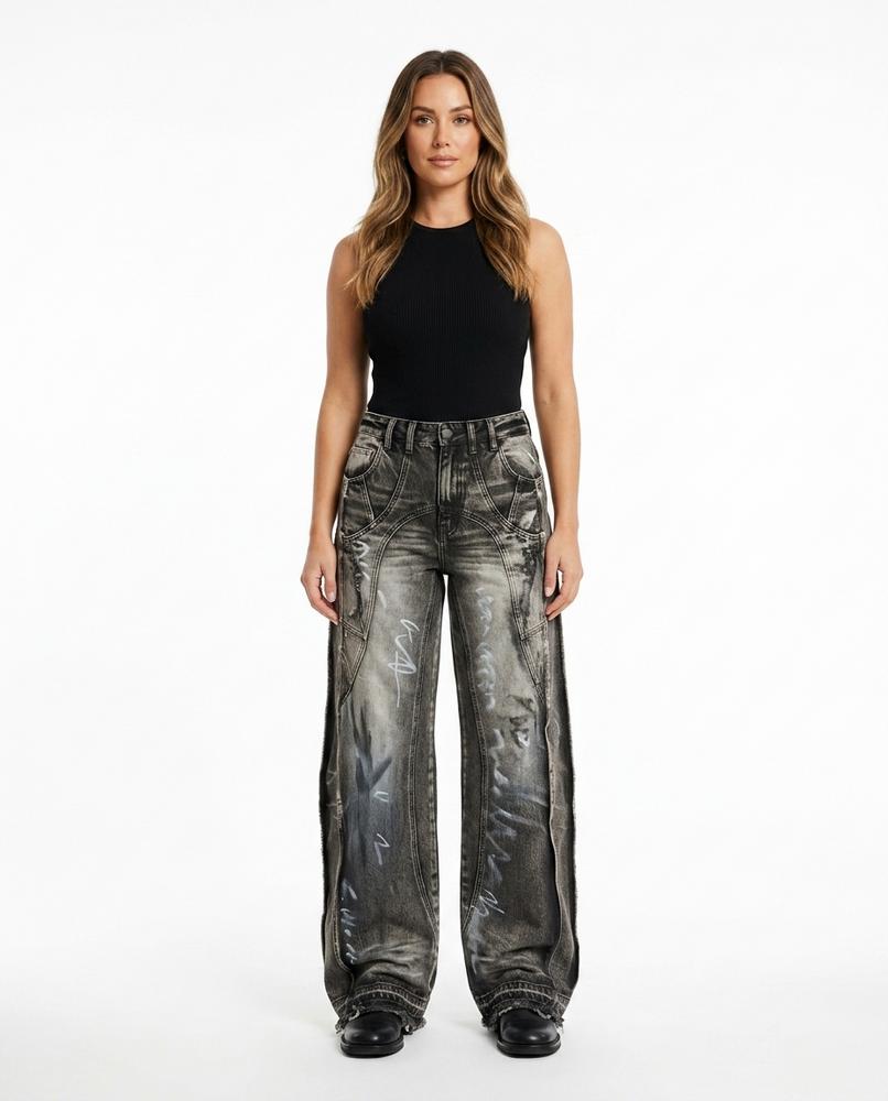 Heidi-Outlet - Kemir | Wide-Leg Printed Pants Unisex