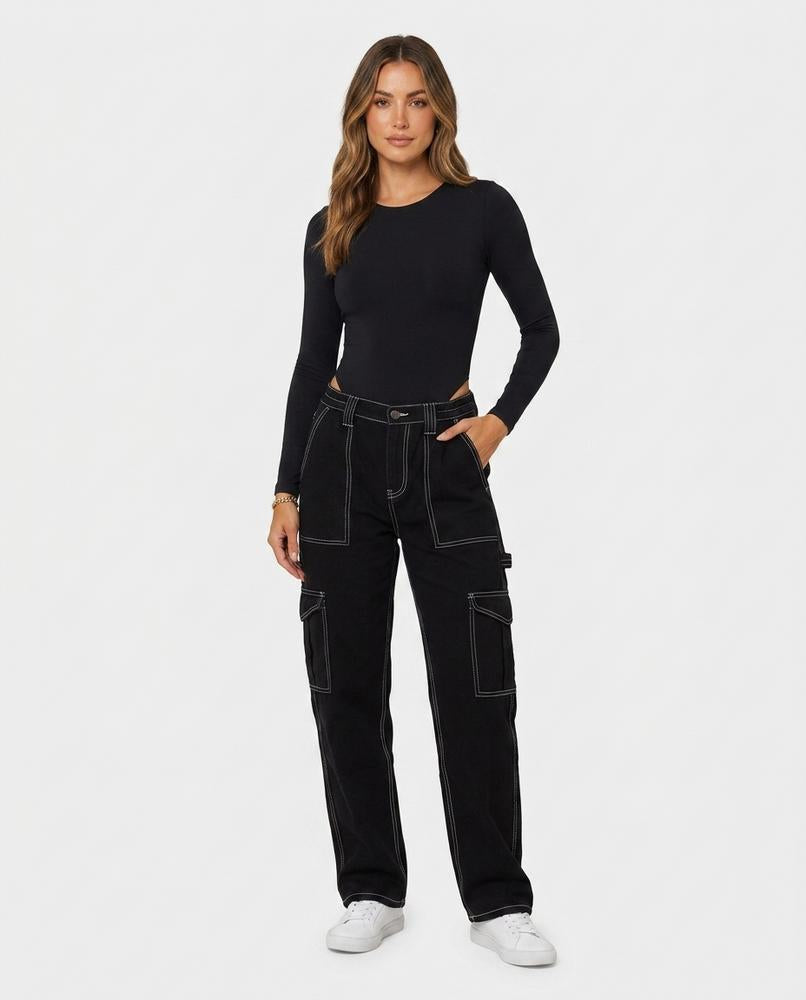 Heidi-Outlet - Cazan | Contrast-Stitched Wide-Leg Pants Women