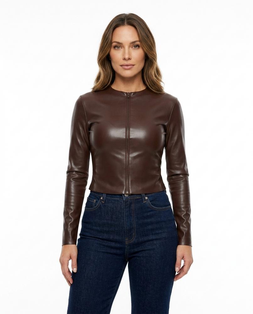 Heidi-Outlet - Lyvel | Zip-Up Fitted Leather Jacket Women