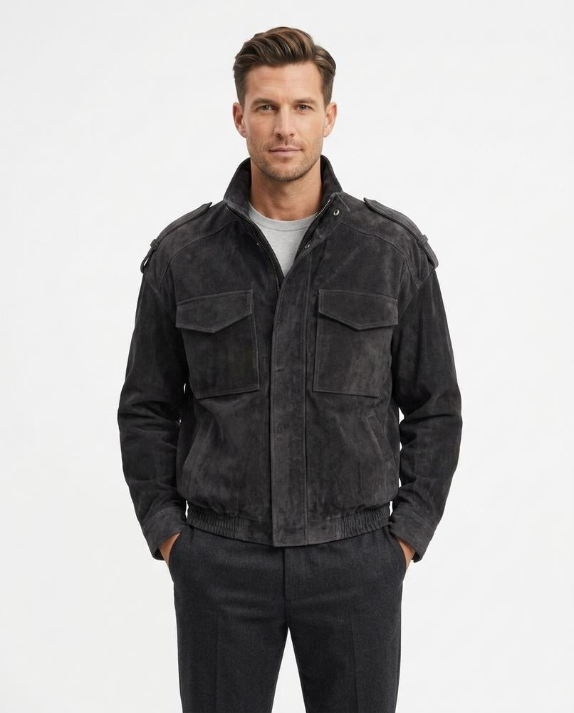 Heidi-Outlet - Lemar | Suede-Effect Stand-Collar Jacket Men