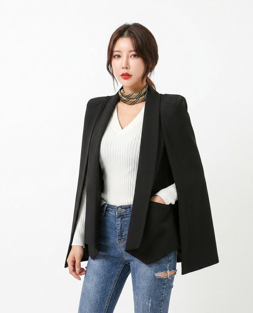 Heidi-Outlet - Zelan | Cape-Style Open-Front Blazer Women