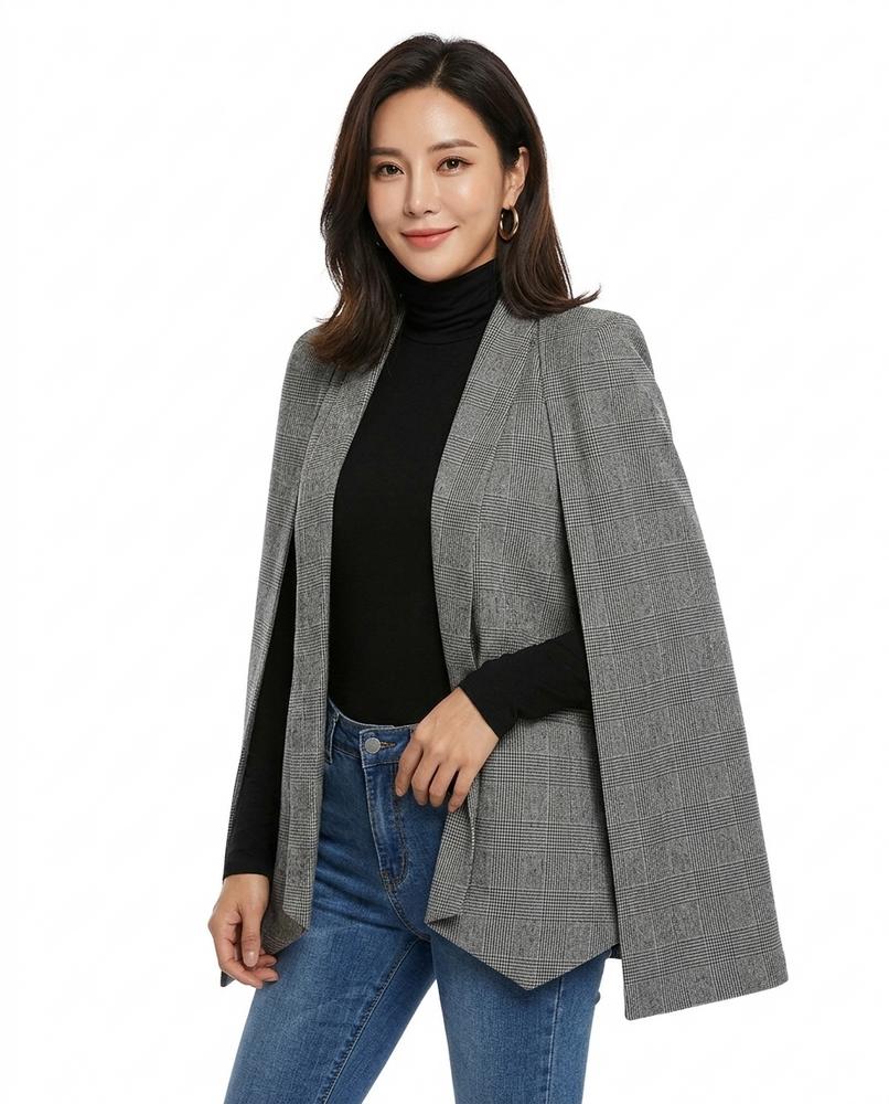 Heidi-Outlet - Zelan | Cape-Style Open-Front Blazer Women