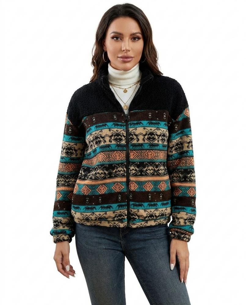 Heidi-Outlet - Miram | Patterned Zip-Up Jacket Women