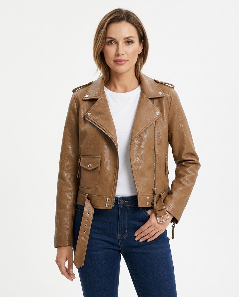 Heidi-Outlet - Lohal | Textured Belted Leather Jacket Women