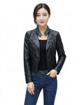 Heidi-Outlet - Senor | Faux Leather Fitted Leather Jacket Women