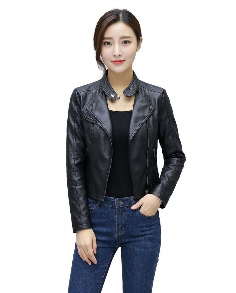 Heidi-Outlet - Senor | Faux Leather Fitted Leather Jacket Women
