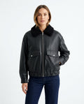 Heidi-Outlet - Elvan | Faux Leather Sherpa Collar Leather Jacket Unisex