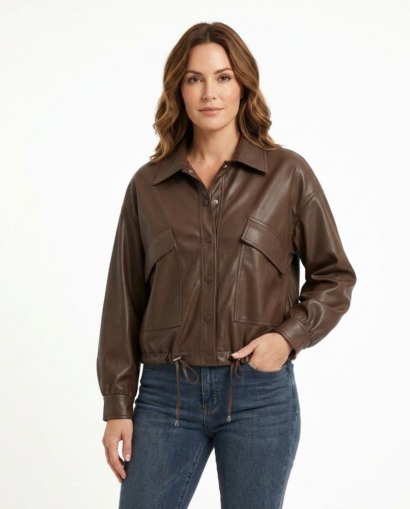 Heidi-Outlet - Ladan | Cropped Collared Leather Jacket Women
