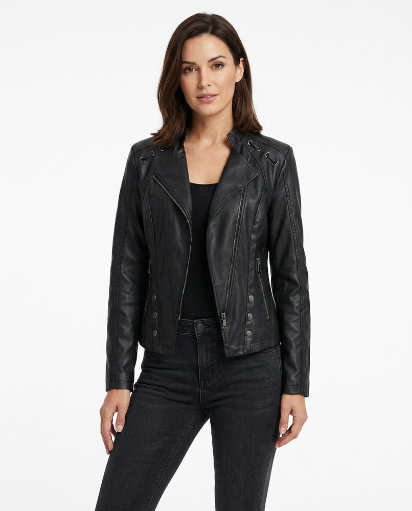 Heidi-Outlet - Mimor | Fitted Asymmetrical Leather Jacket Women