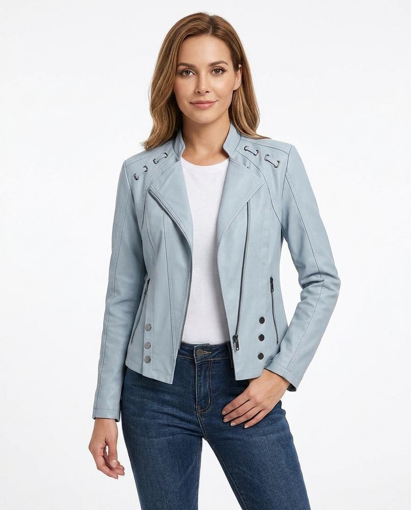 Heidi-Outlet - Mimor | Fitted Asymmetrical Leather Jacket Women