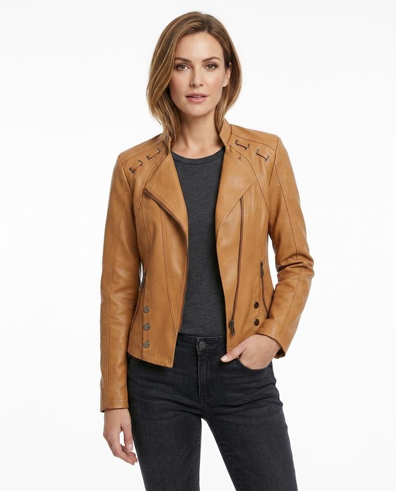 Heidi-Outlet - Mimor | Fitted Asymmetrical Leather Jacket Women