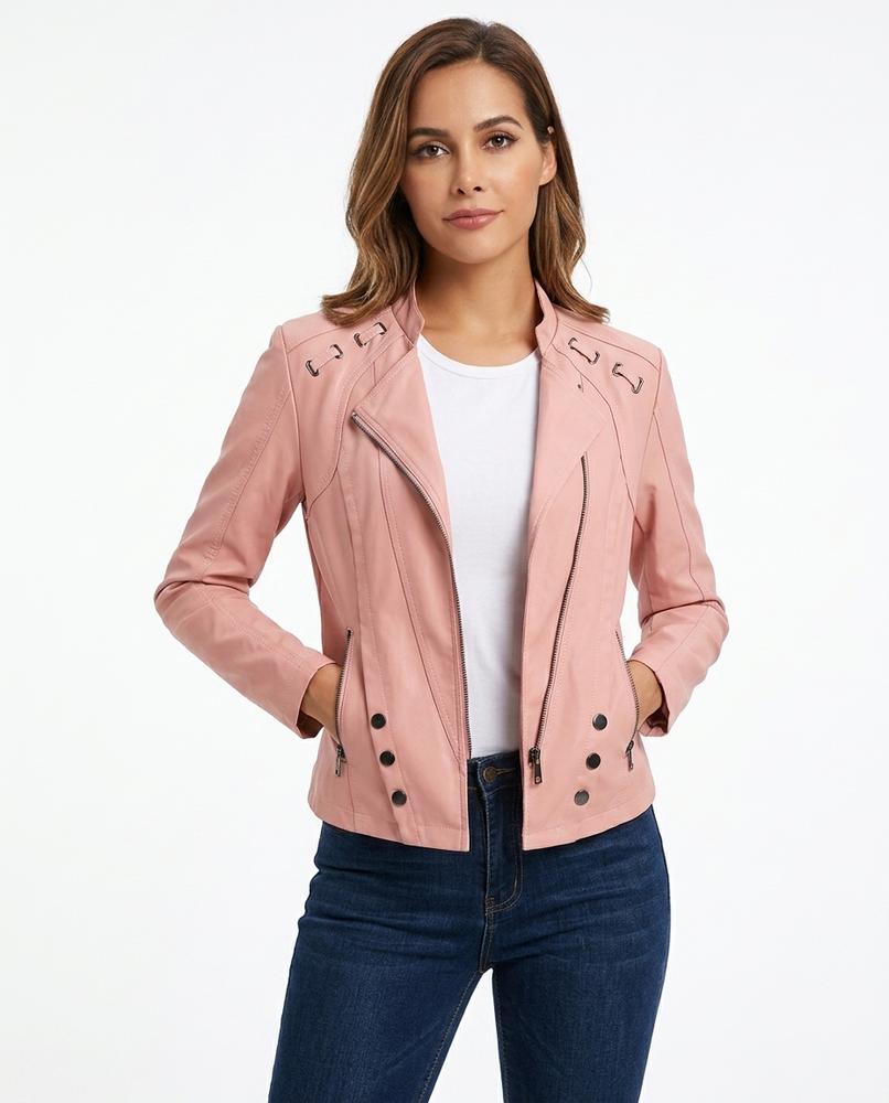 Heidi-Outlet - Mimor | Fitted Asymmetrical Leather Jacket Women
