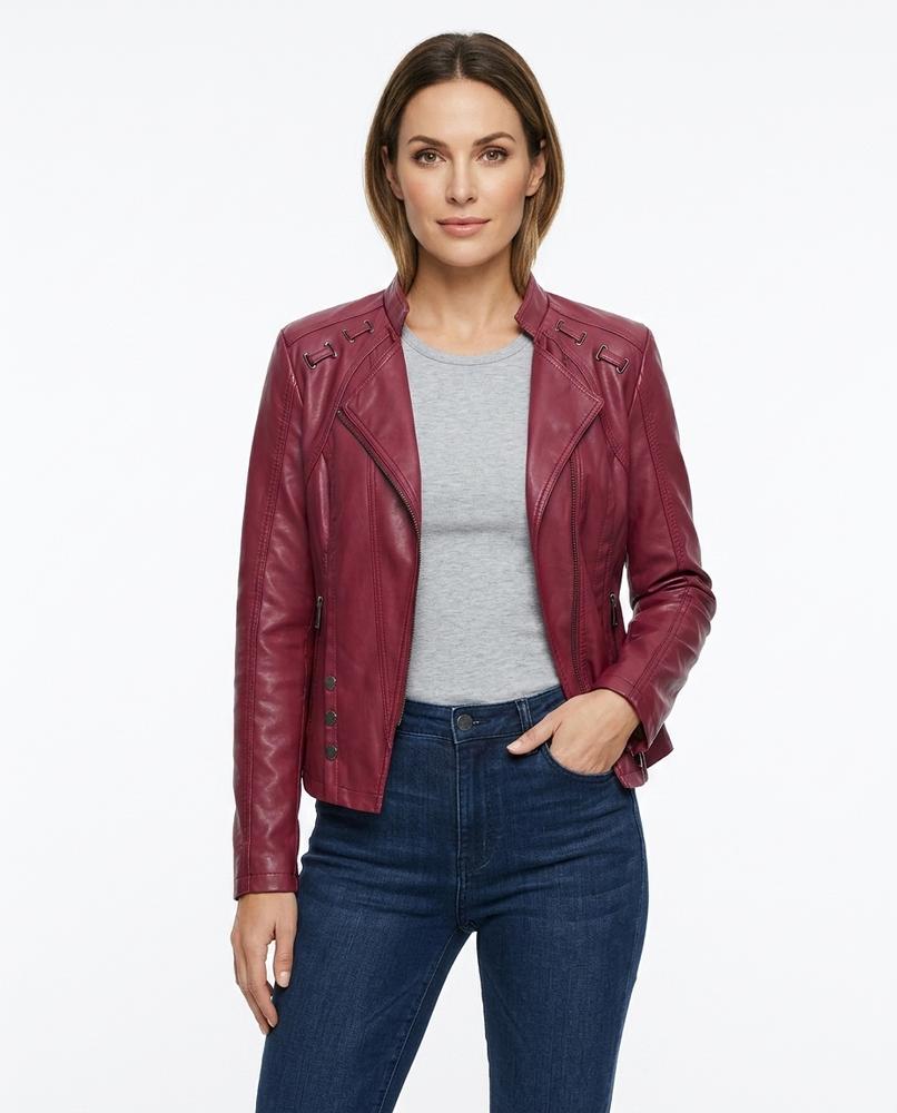 Heidi-Outlet - Mimor | Fitted Asymmetrical Leather Jacket Women