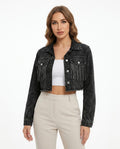 Heidi-Outlet - Zator | Cropped Fringed Denim Jacket Women