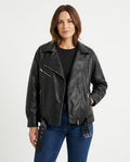 Heidi-Outlet - Kasin | Asymmetrical Belted Leather Jacket Women