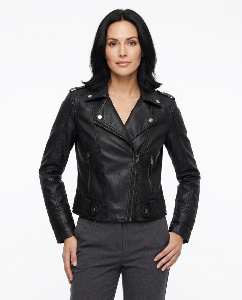 Heidi-Outlet - Kesen | Asymmetrical Fitted Leather Jacket Women