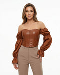 Heidi-Outlet - Leral | Faux-Leather Off-Shoulder Top Women