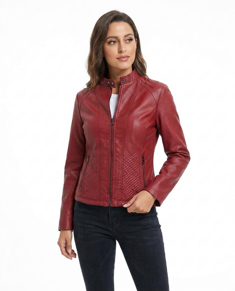 Heidi-Outlet - Lymer | Quilted Fitted Leather Jacket Women