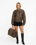 Heidi-Outlet - Zadan | Distressed Oversized Leather Jacket Women