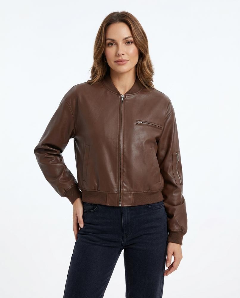 Heidi-Outlet - Zesel | Zip-Up Bomber-Style Leather Jacket Women