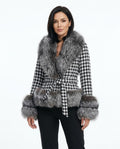 Heidi-Outlet - Lysin | Houndstooth Fur-Trimmed Jacket Women
