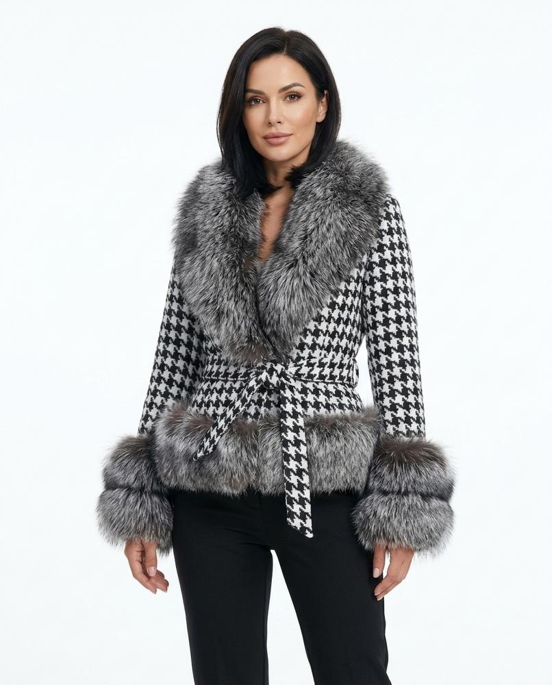 Heidi-Outlet - Lysin | Houndstooth Fur-Trimmed Jacket Women
