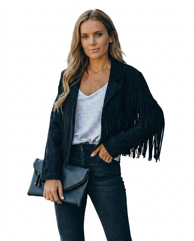 Heidi-Outlet - Yoran | Fringed Open-Front Jacket Women