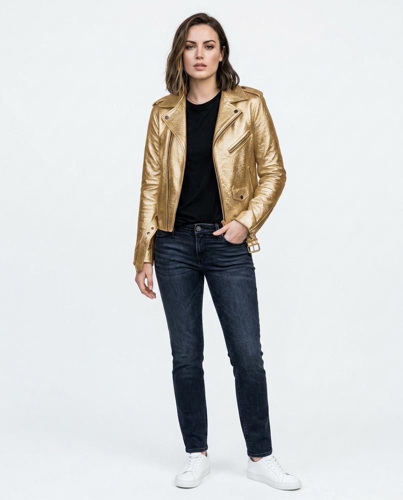 Heidi-Outlet - Nimor | Red Asymmetrical Leather Jacket Women