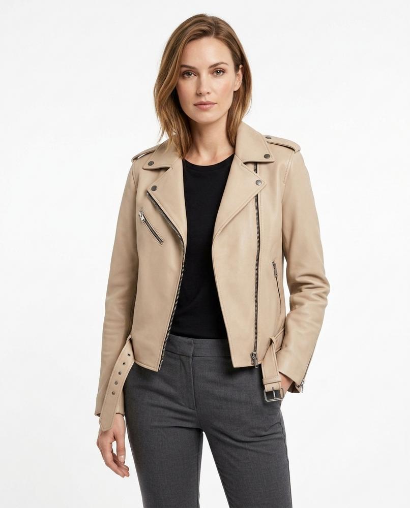 Heidi-Outlet - Nimor | Red Asymmetrical Leather Jacket Women