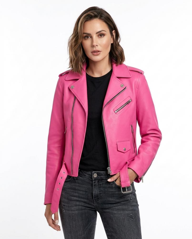 Heidi-Outlet - Nimor | Red Asymmetrical Leather Jacket Women