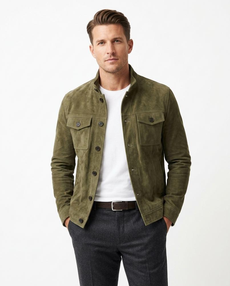 Heidi-Outlet - Mimel | Suede Button-Front Jacket Men