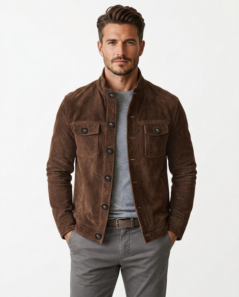 Heidi-Outlet - Mimel | Suede Button-Front Jacket Men
