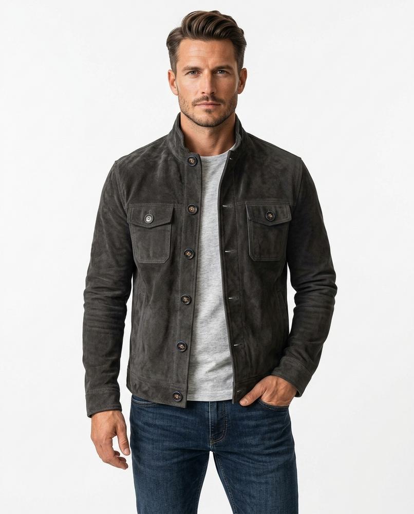 Heidi-Outlet - Mimel | Suede Button-Front Jacket Men