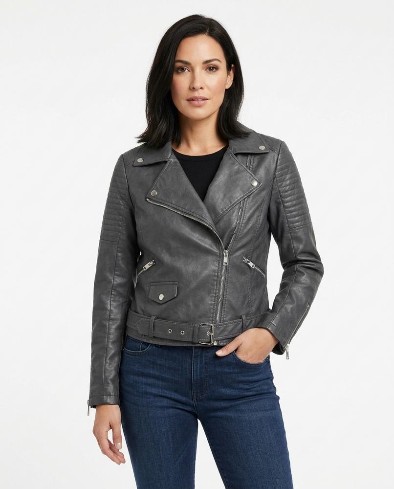 Heidi-Outlet - Talom | Asymmetrical Quilted Leather Jacket Women