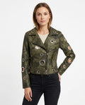 Heidi-Outlet - Lazan | Eyelet-Adorned Camouflage Leather Jacket Women