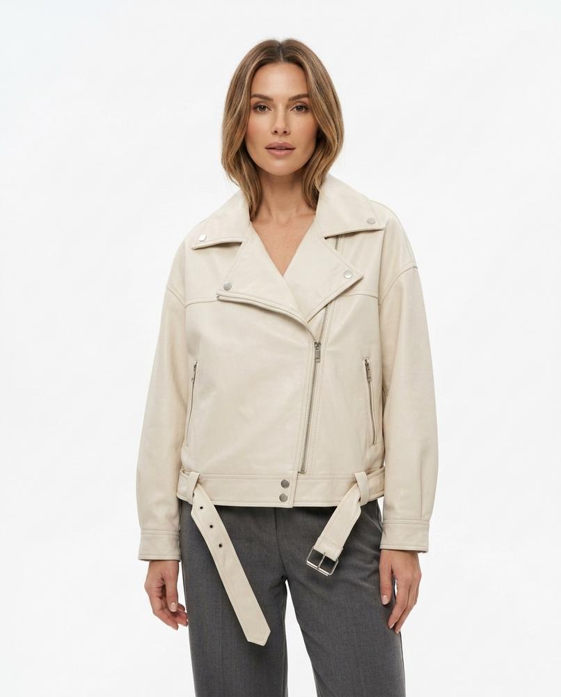 Heidi-Outlet - Tilor | Asymmetrical Belted Leather Jacket Women