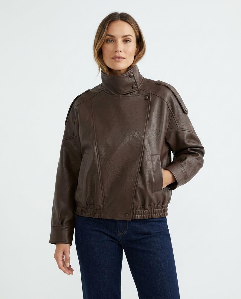 Heidi-Outlet - Lover | Asymmetrical Faux-Leather Jacket Women