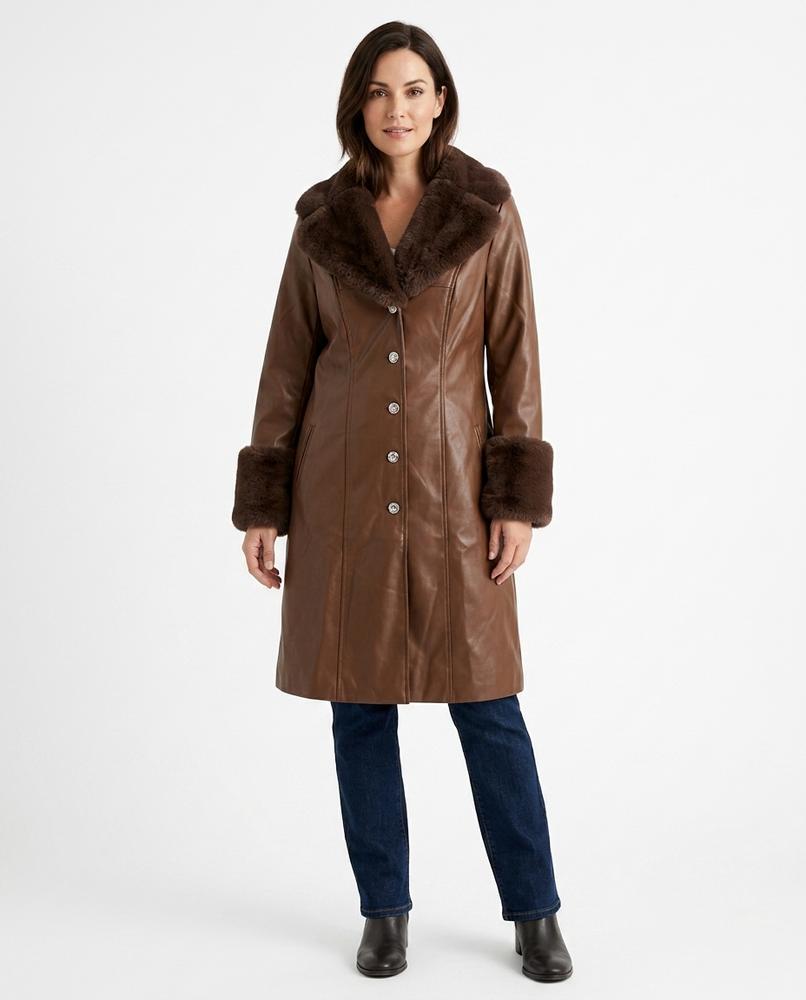 Heidi-Outlet - Miron | Faux-Fur Trimmed Button-Front Coat Women