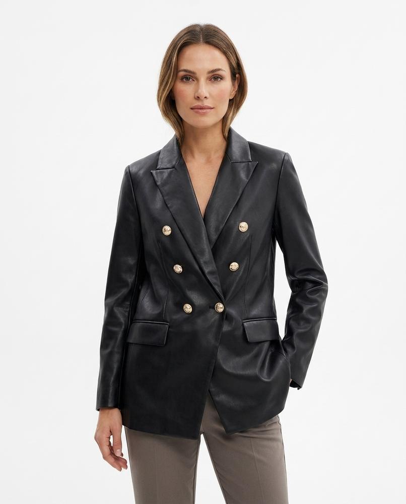 Heidi-Outlet - Elran | Double-Breasted Faux Leather Blazer Women