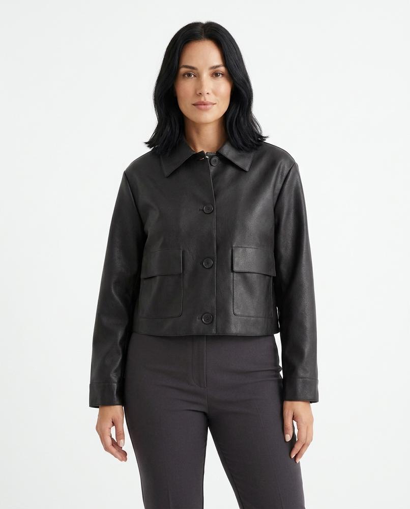 Heidi-Outlet - Semin | Faux Leather Cropped Jacket Women