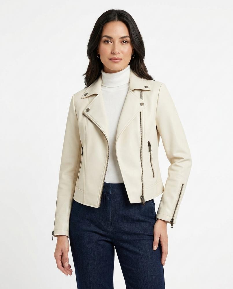 Heidi-Outlet - Sedar | Asymmetrical Fitted Leather Jacket Women