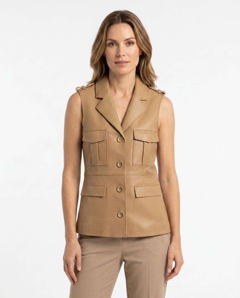 Heidi-Outlet - Calan | Leather Tailored Vest Women