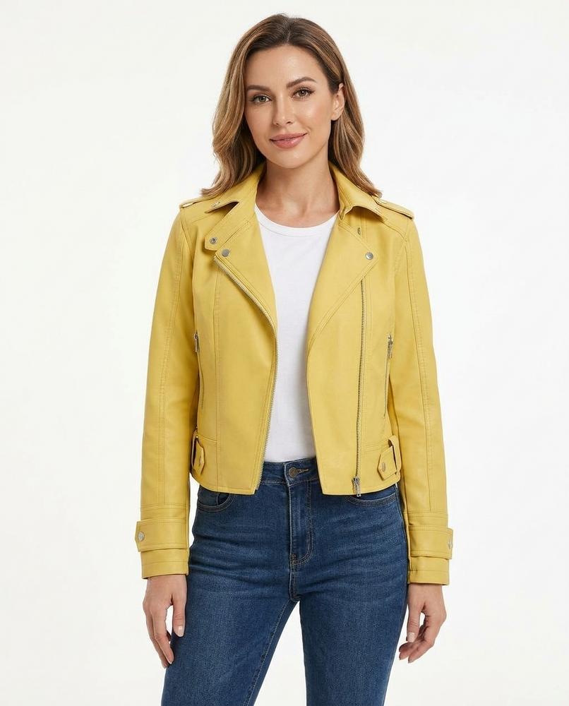 Heidi-Outlet - Sedar | Asymmetrical Fitted Leather Jacket Women